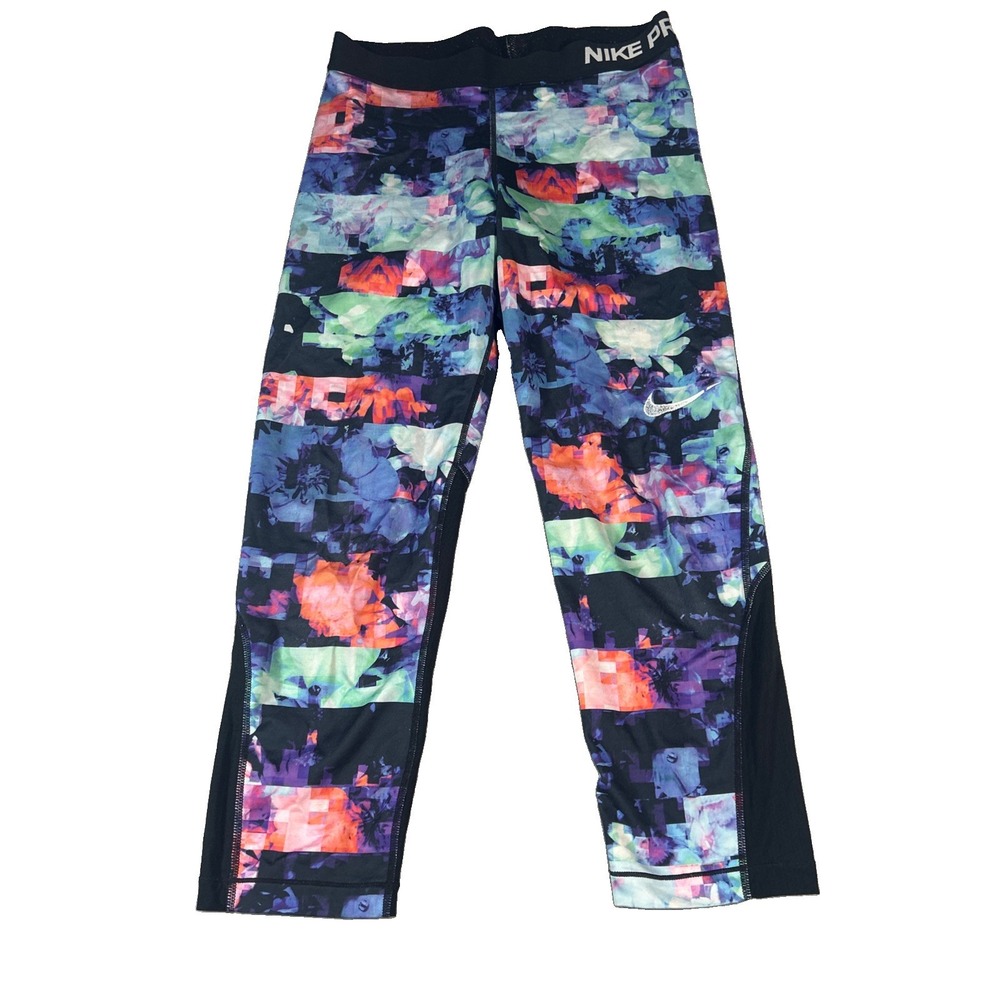 Nike Dri-FIT Womens Ankle Leggings Medium Multicolor Floral Activewear 0694